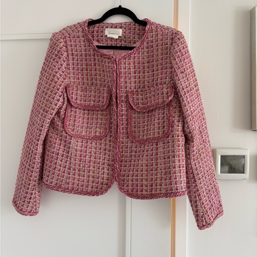 Anthropologie Pink Tweed Jacket